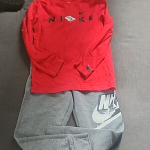 Nike Red Shirt and Gray Sweatpants Set